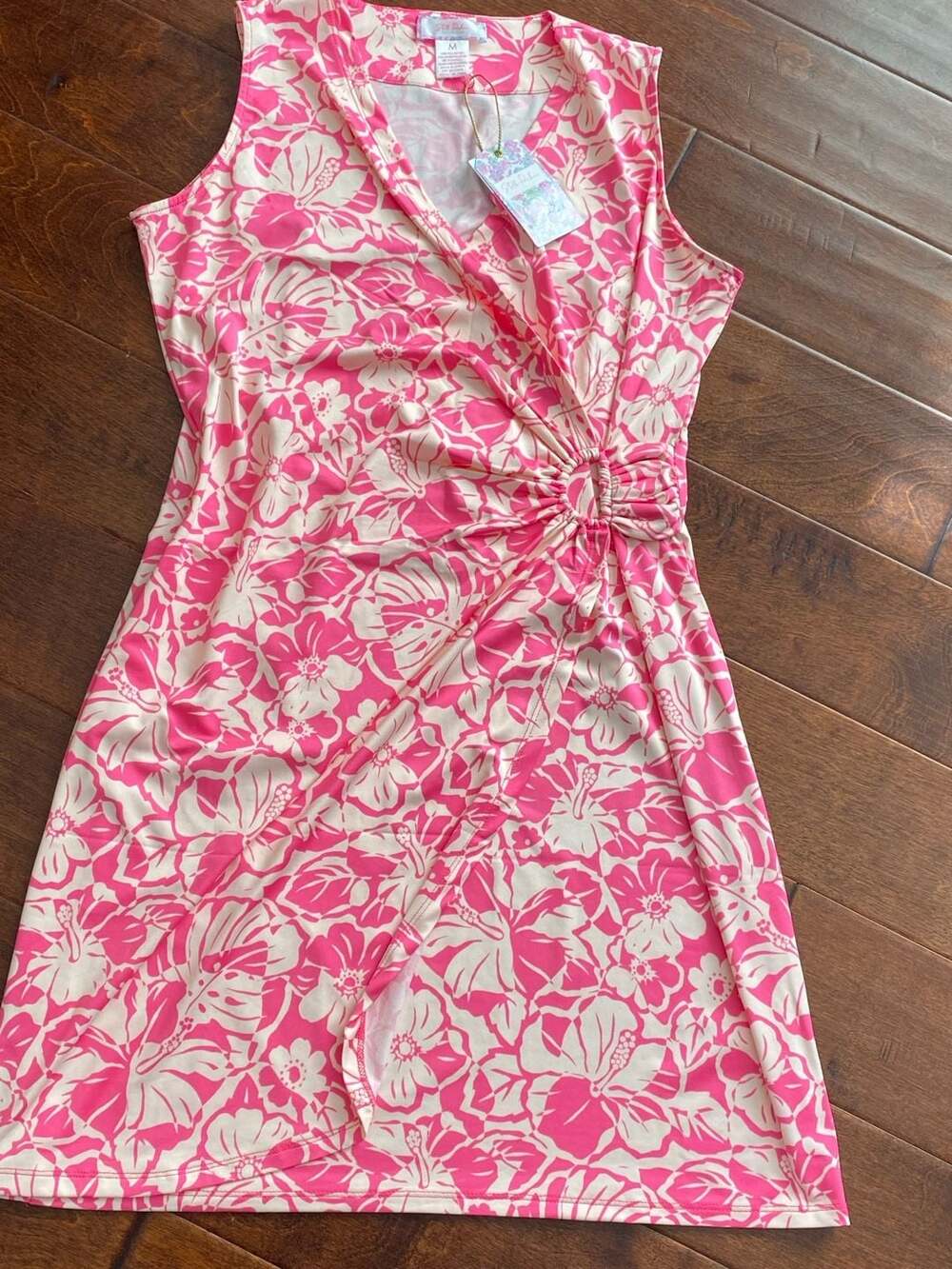 Stella Parker CC20189 Floral Dress Size M Acid Pink UPF Sun Protection